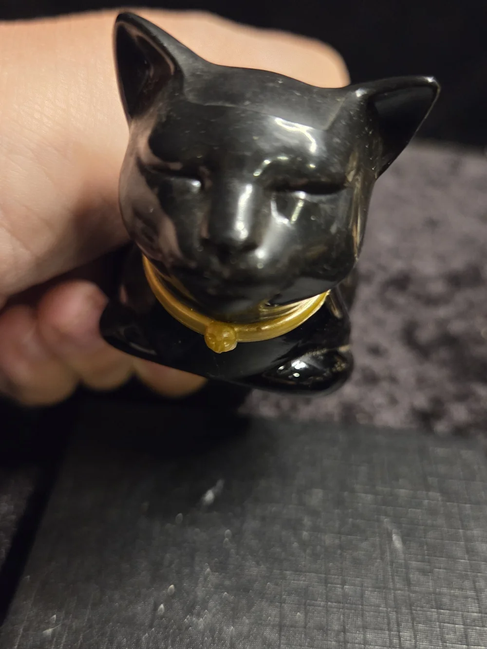 Vintage Avon Glass Black Cat Bottle Full Here's My Heart